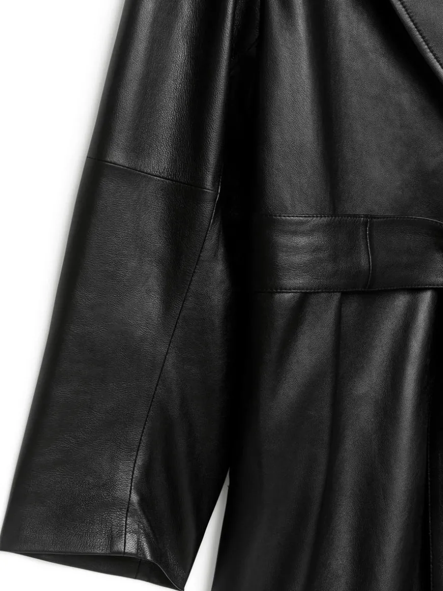 Belted Leather Coat