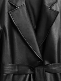 Belted Leather Coat