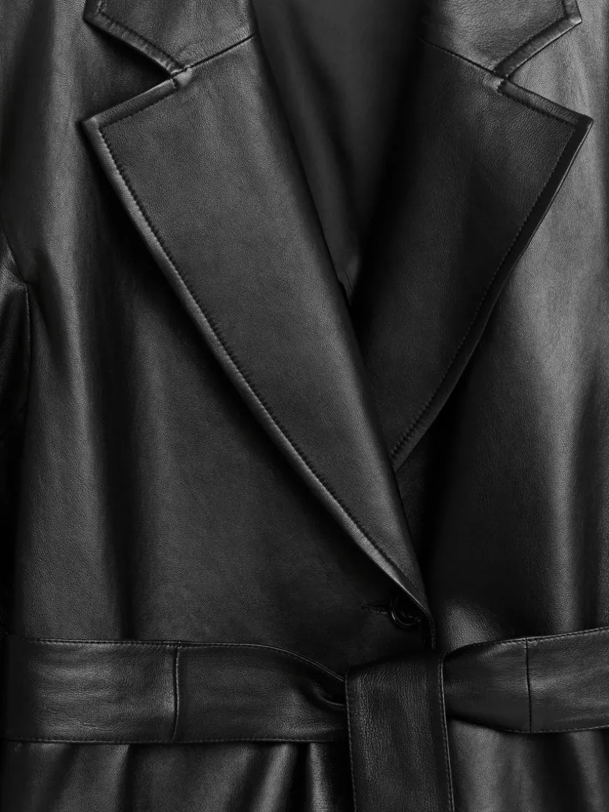Belted Leather Coat