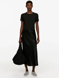 Bias-Cut Satin Skirt