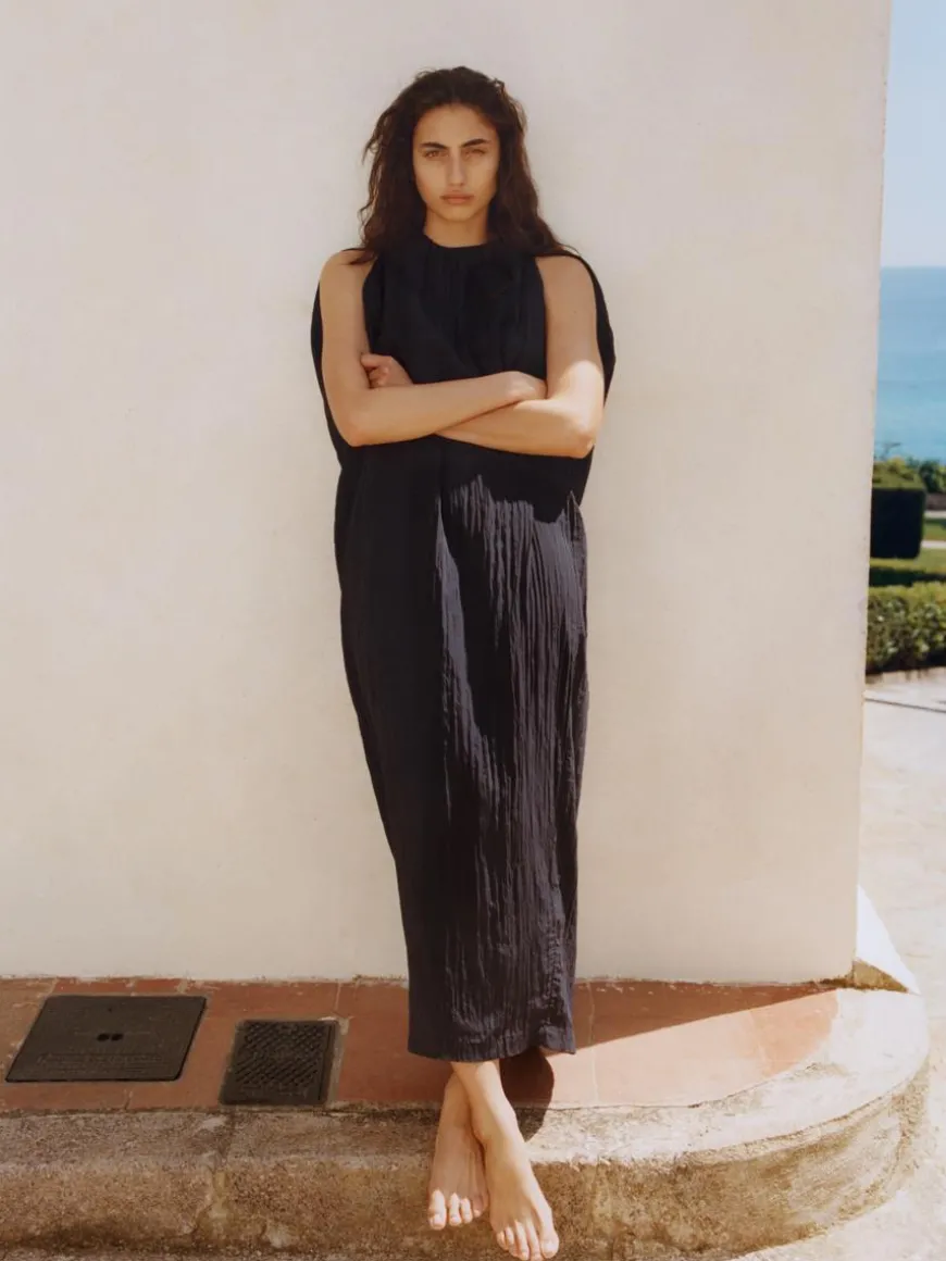 Cape-Sleeve Maxi Dress