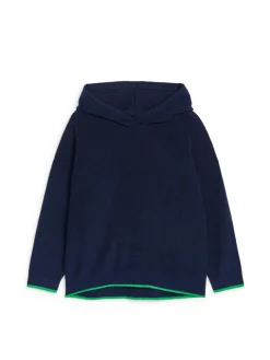 Contrast-Colour Knit Hoodie