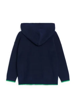 Contrast-Colour Knit Hoodie