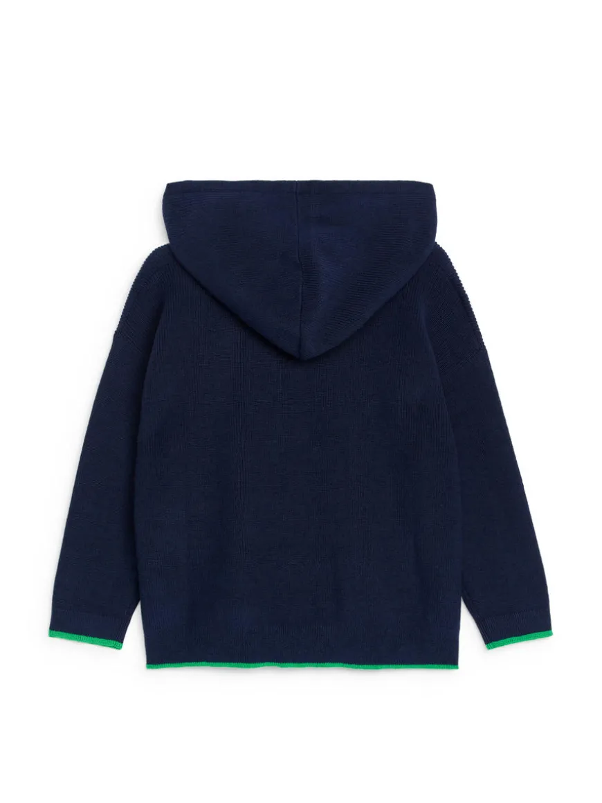 Contrast-Colour Knit Hoodie
