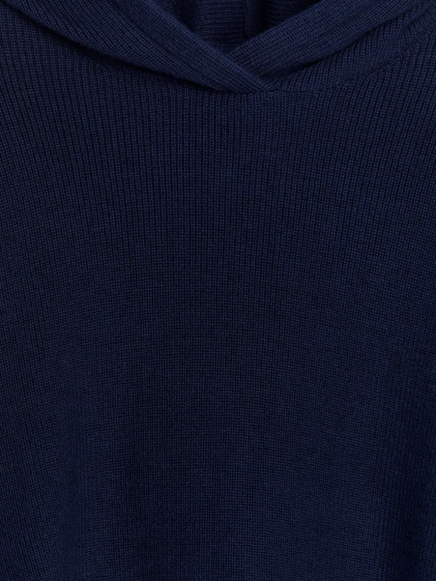 Contrast-Colour Knit Hoodie