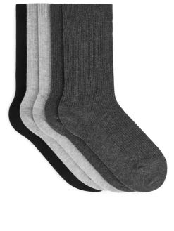 Cotton Rib Socks Set Of 5