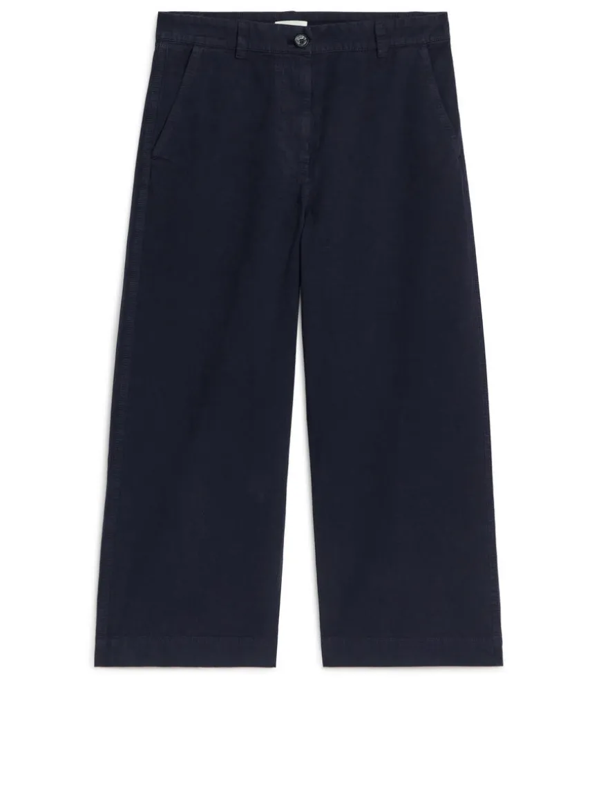 Cropped Cotton Linen Chinos