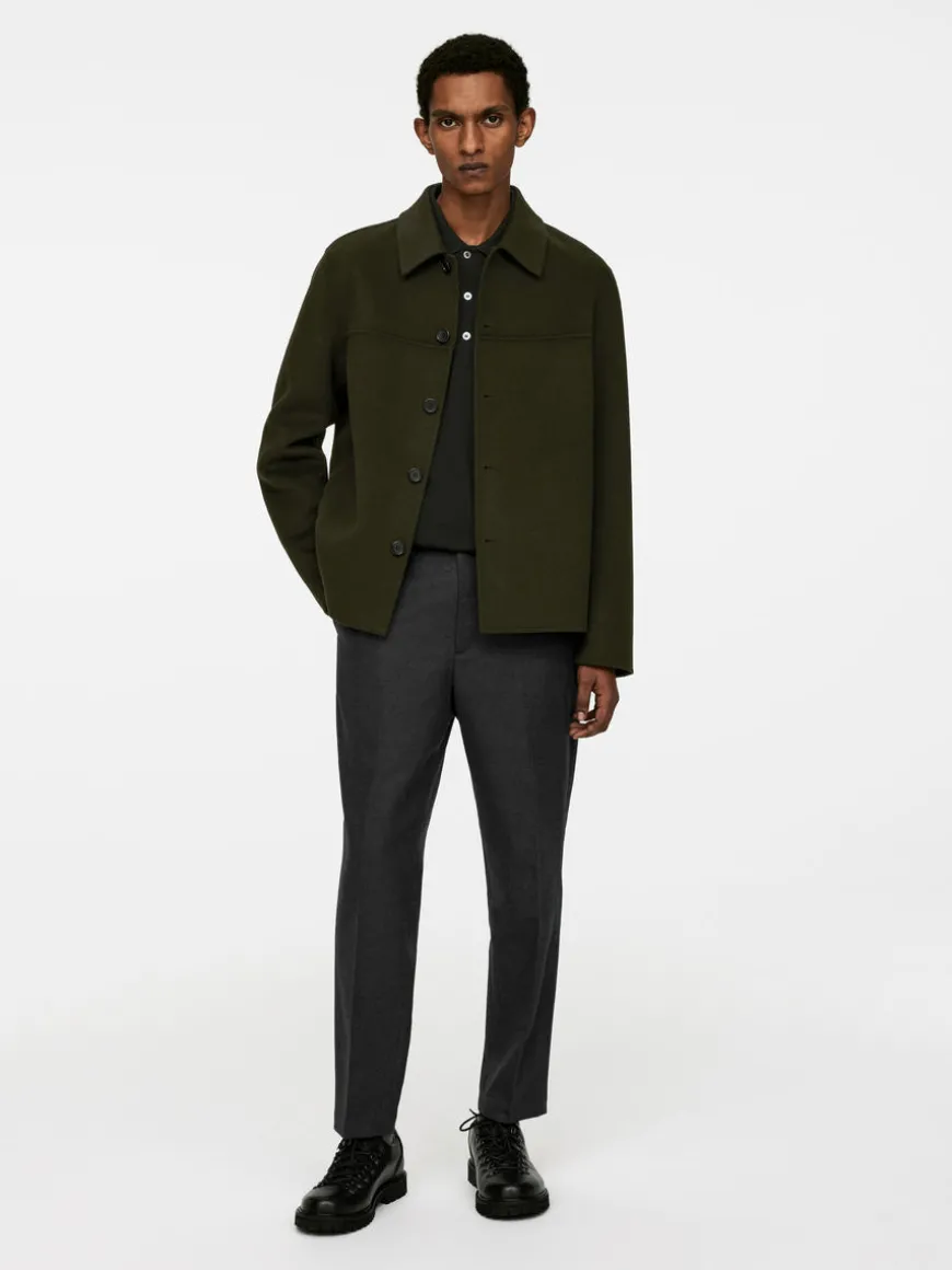 Cropped Tapered Wool Trousers