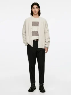 Cropped Tapered Wool Trousers