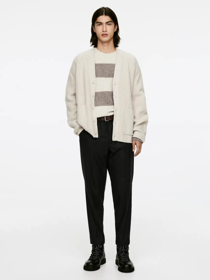 Cropped Tapered Wool Trousers