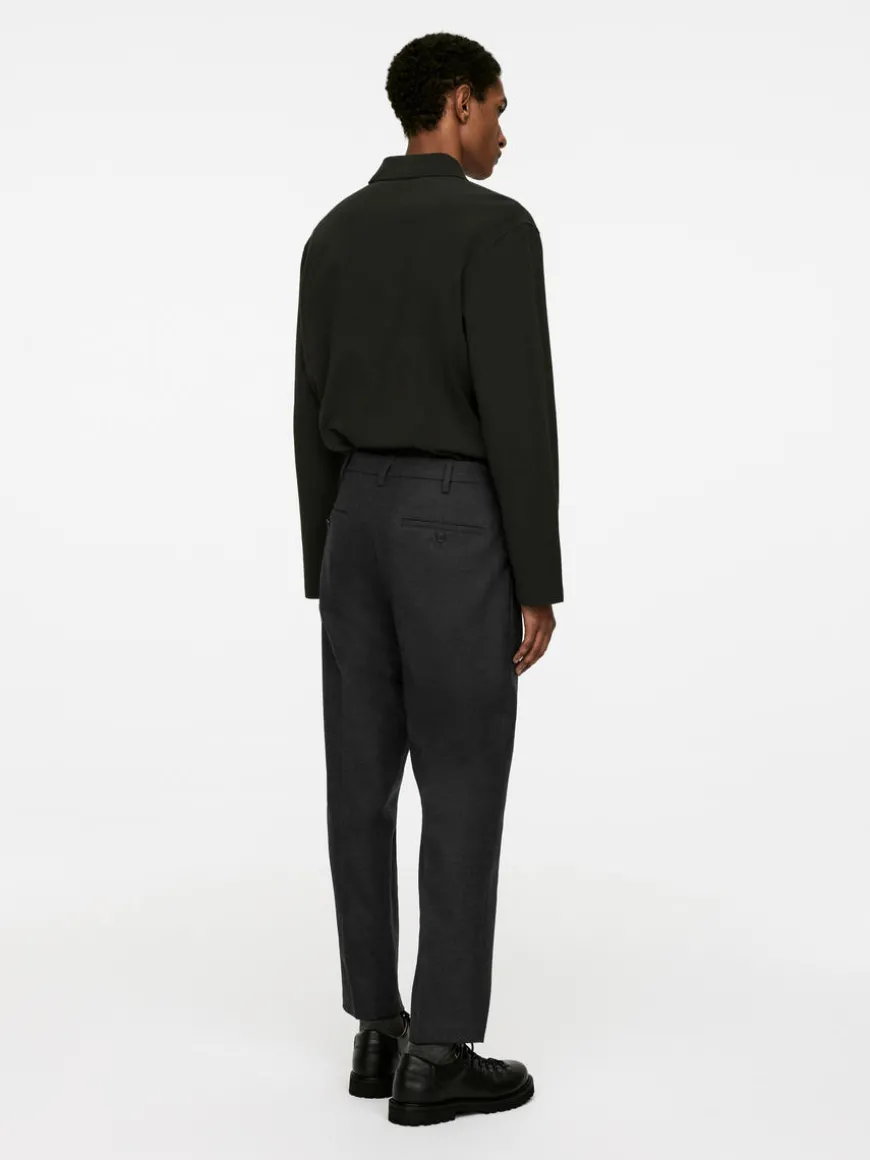 Cropped Tapered Wool Trousers