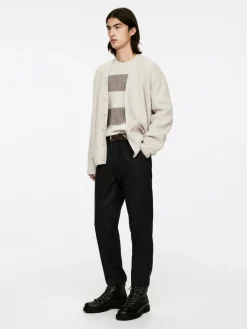 Cropped Tapered Wool Trousers