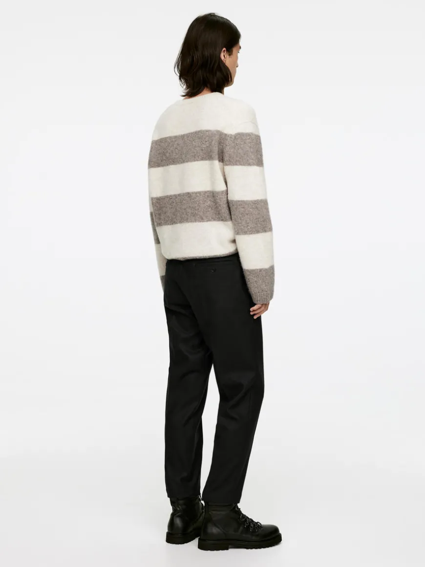 Cropped Tapered Wool Trousers