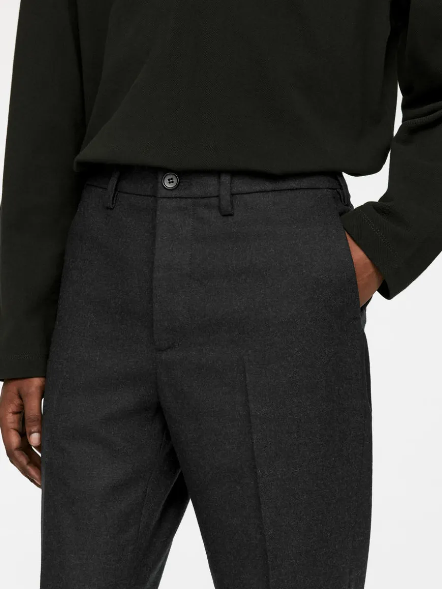Cropped Tapered Wool Trousers