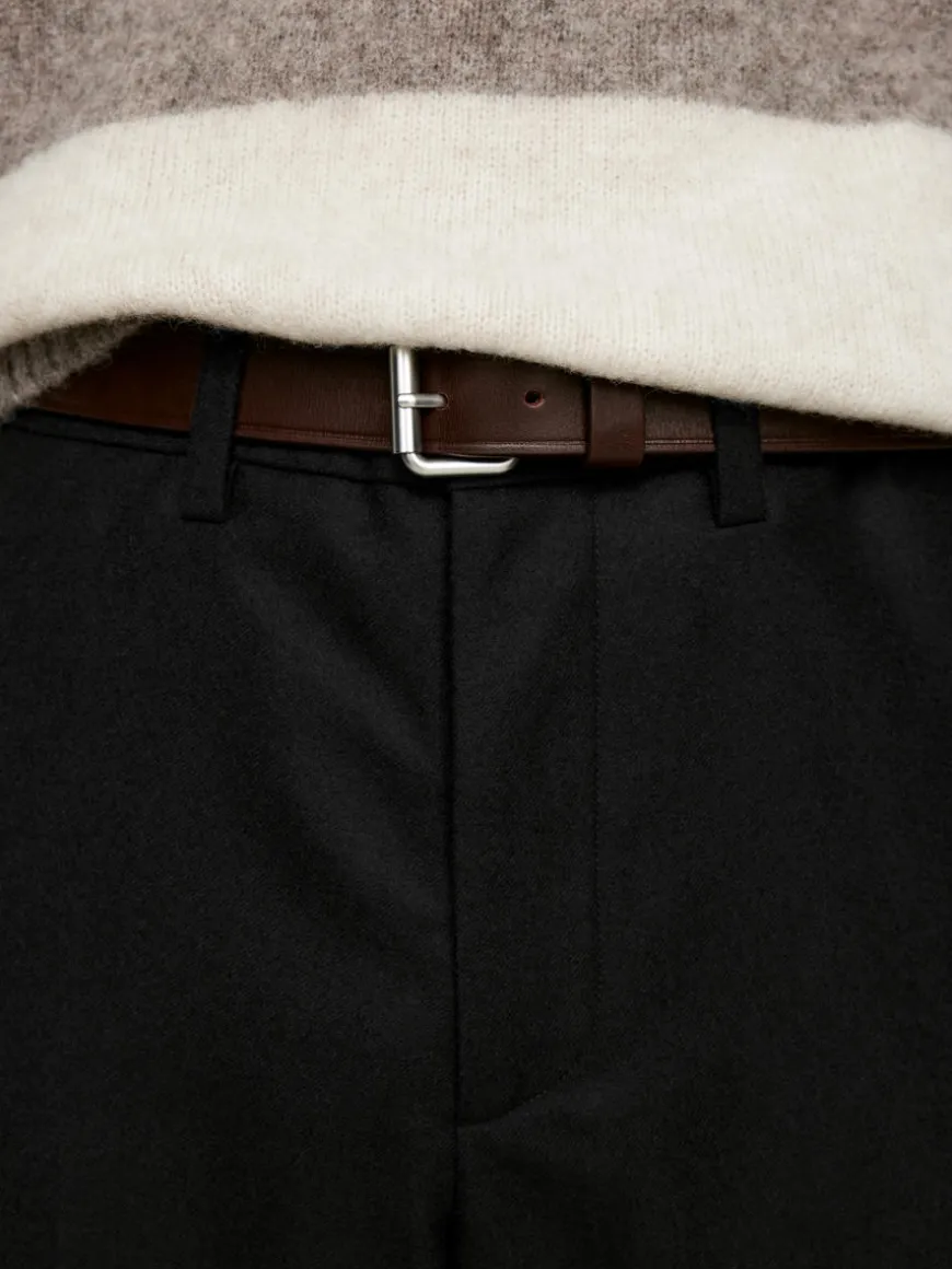 Cropped Tapered Wool Trousers