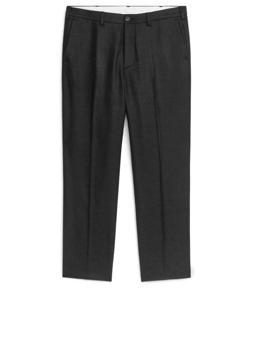 Cropped Tapered Wool Trousers