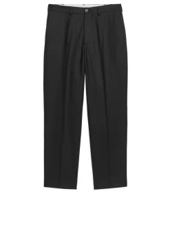 Cropped Tapered Wool Trousers