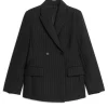 Double-Breasted Pinstripe Blazer