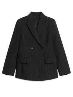 Double-Breasted Pinstripe Blazer