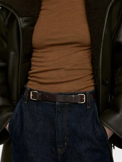 Double-Buckle Leather Belt