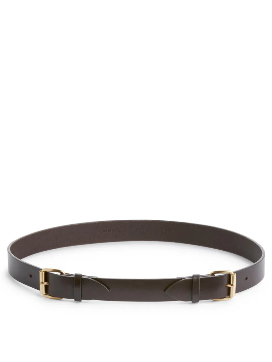Double-Buckle Leather Belt