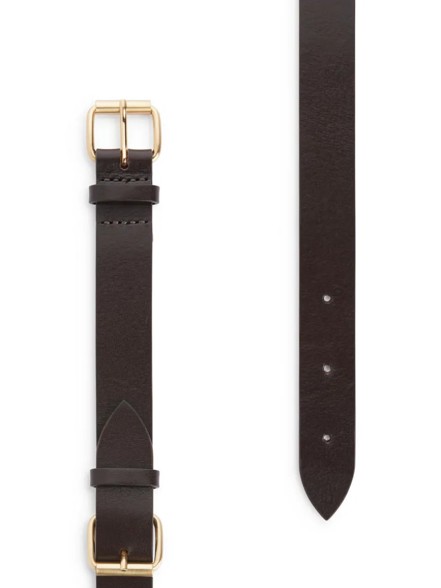 Double-Buckle Leather Belt