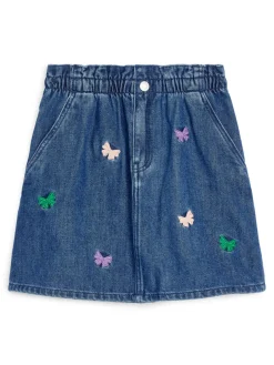 Embroidered Denim Skirt