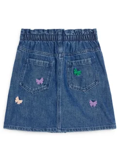 Embroidered Denim Skirt