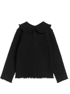 Frill Collar Pointelle Top