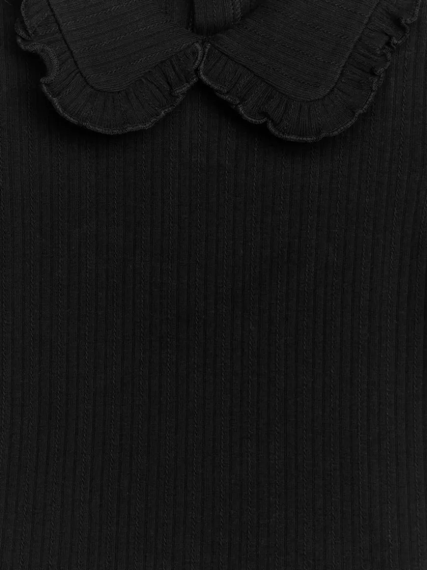 Frill Collar Pointelle Top