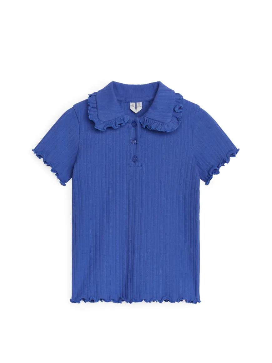 Frill-Collar Ribbed Jersey Top
