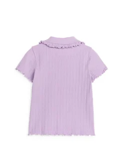 Frill-Collar Ribbed Jersey Top