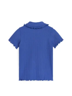 Frill-Collar Ribbed Jersey Top