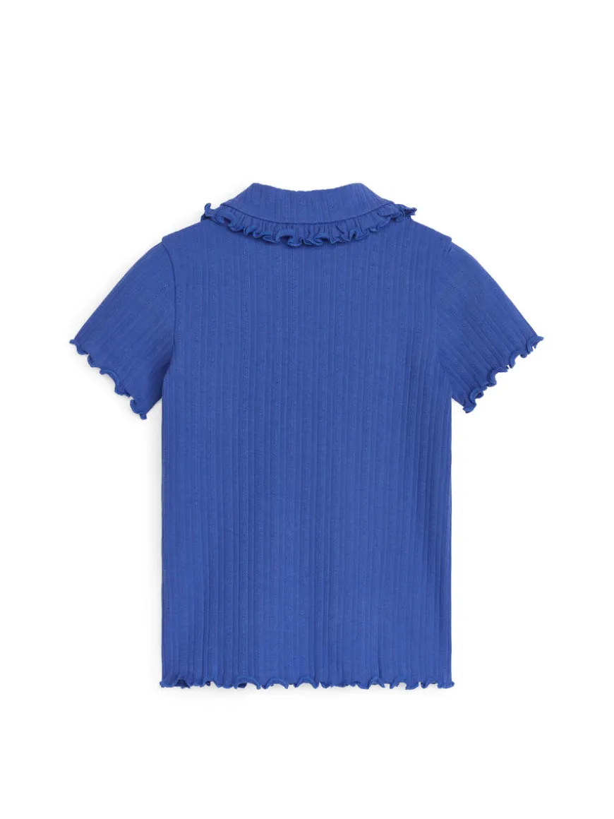 Frill-Collar Ribbed Jersey Top