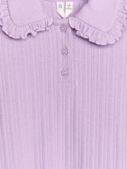 Frill-Collar Ribbed Jersey Top