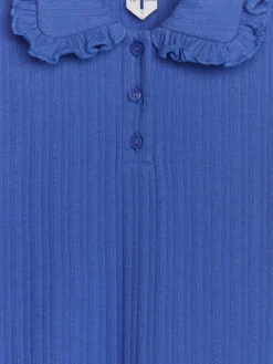 Frill-Collar Ribbed Jersey Top