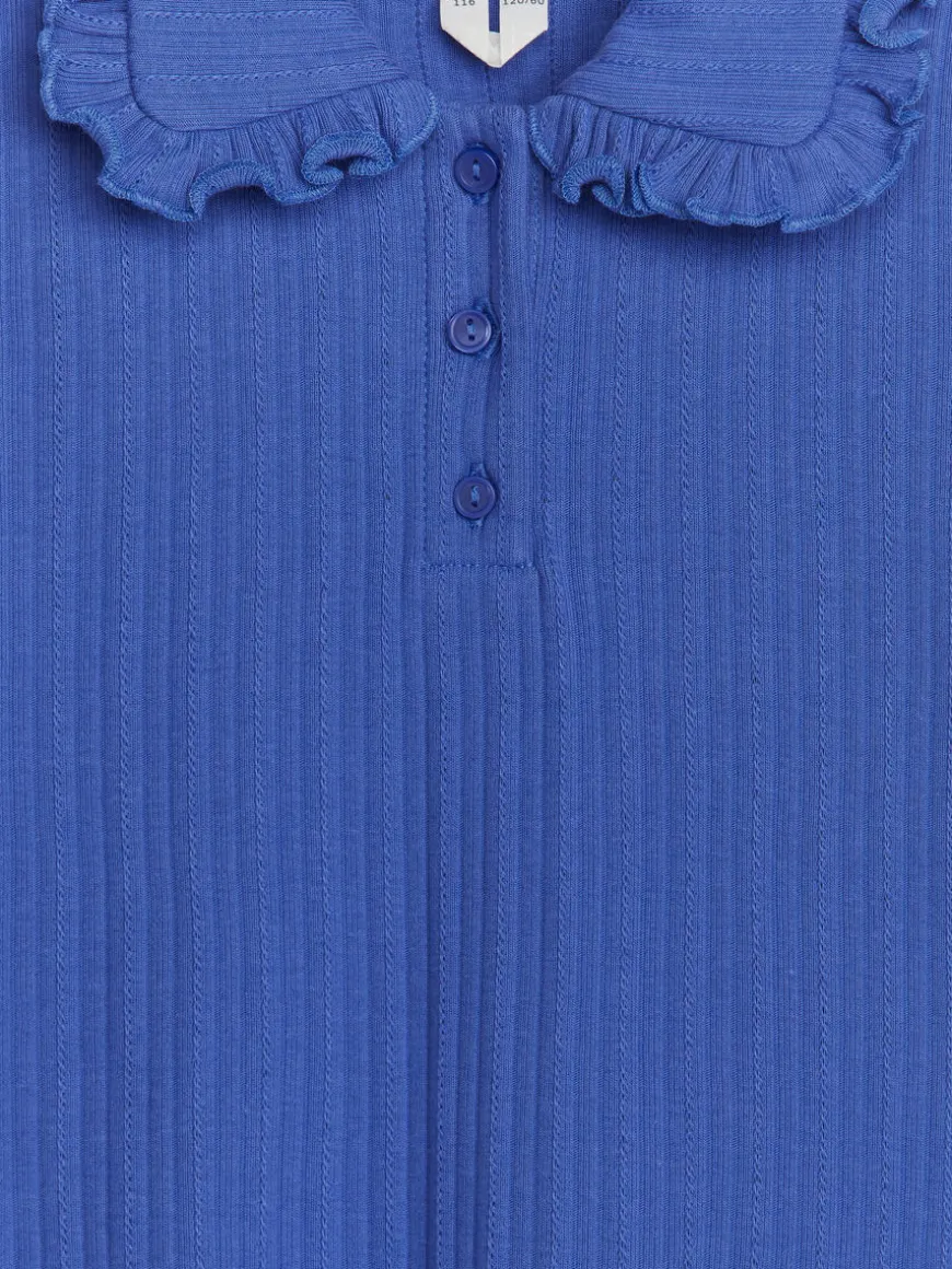 Frill-Collar Ribbed Jersey Top