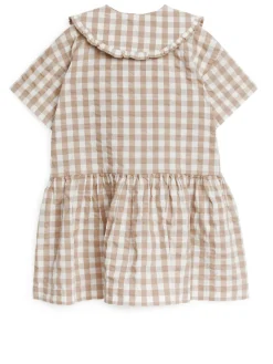 Frill-Collar Seersucker Dress