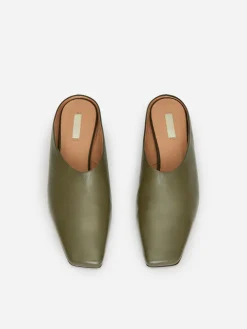 Heeled Leather Mules