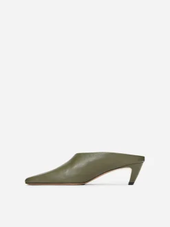 Heeled Leather Mules