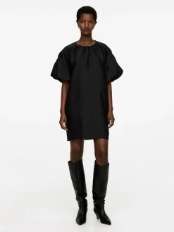 Jacquard Balloon-Sleeve Dress