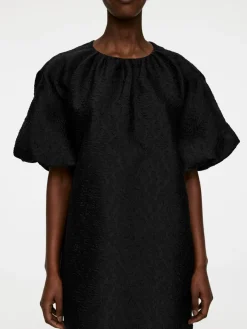 Jacquard Balloon-Sleeve Dress