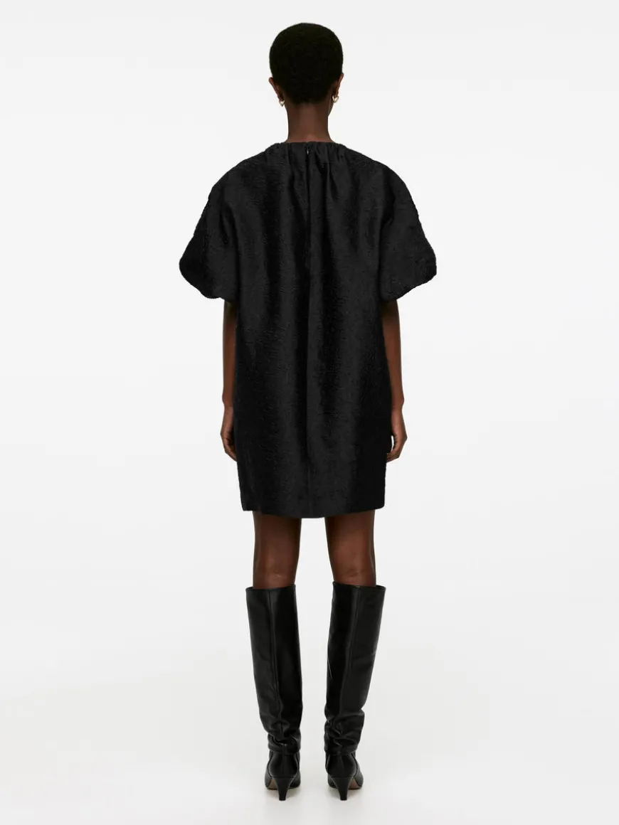 Jacquard Balloon-Sleeve Dress