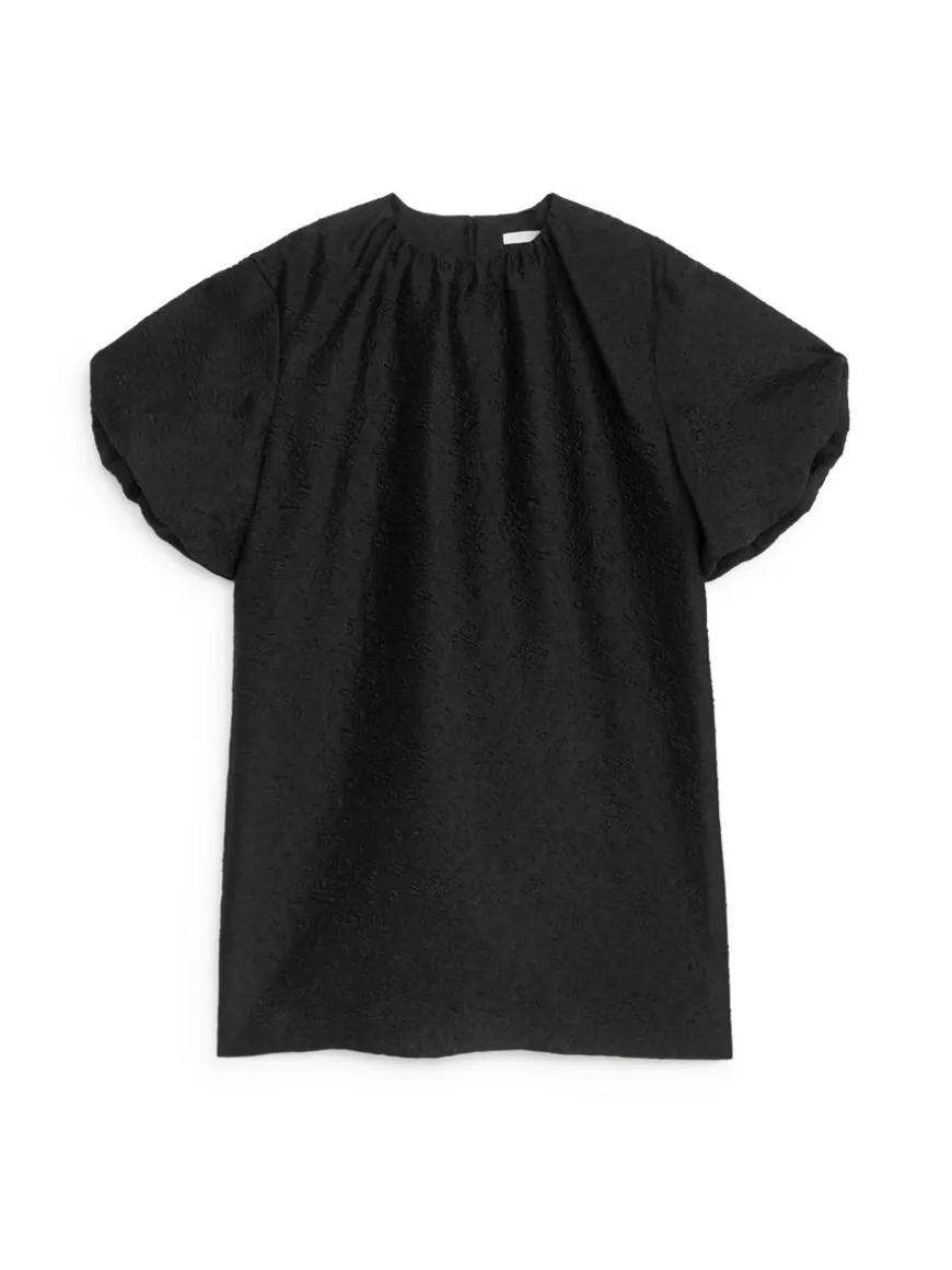 Jacquard Balloon-Sleeve Dress