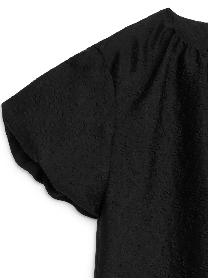 Jacquard Balloon-Sleeve Dress