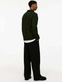 Knitted Wool Zip Polo Shirt