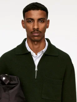Knitted Wool Zip Polo Shirt