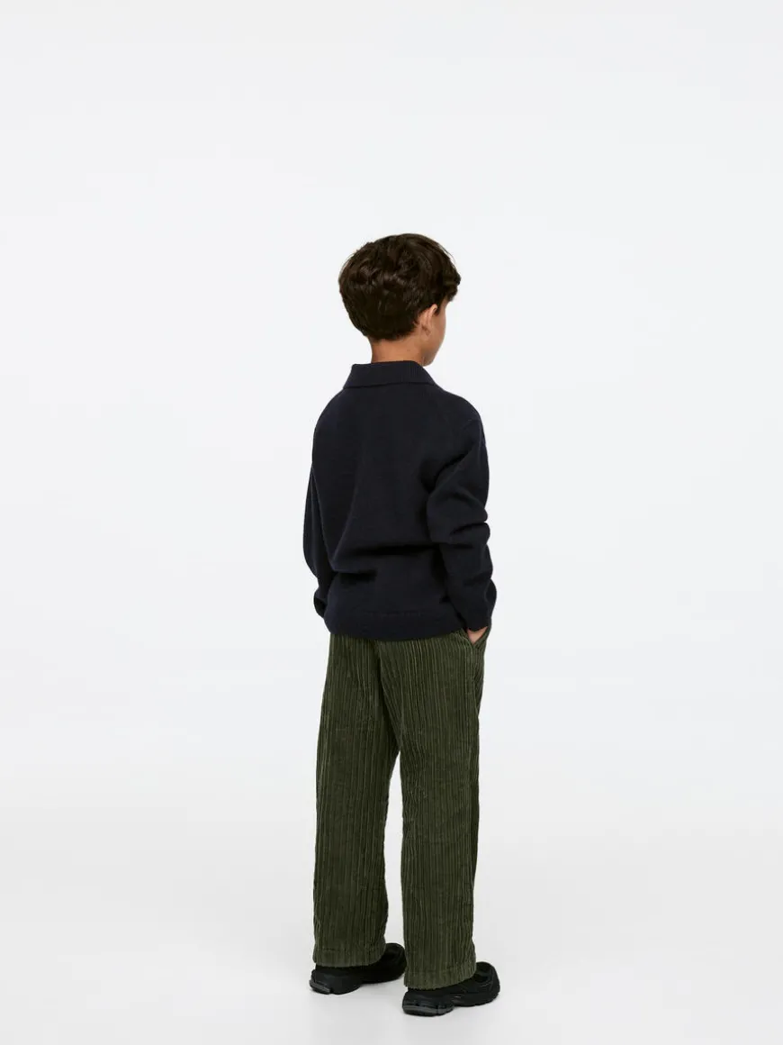 Knitted Wool Zip Polo Shirt