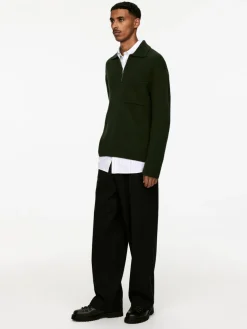 Knitted Wool Zip Polo Shirt