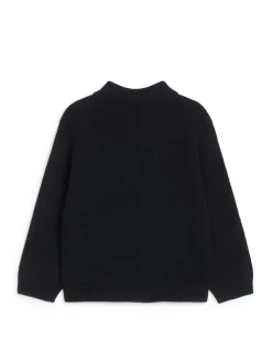 Knitted Wool Zip Polo Shirt